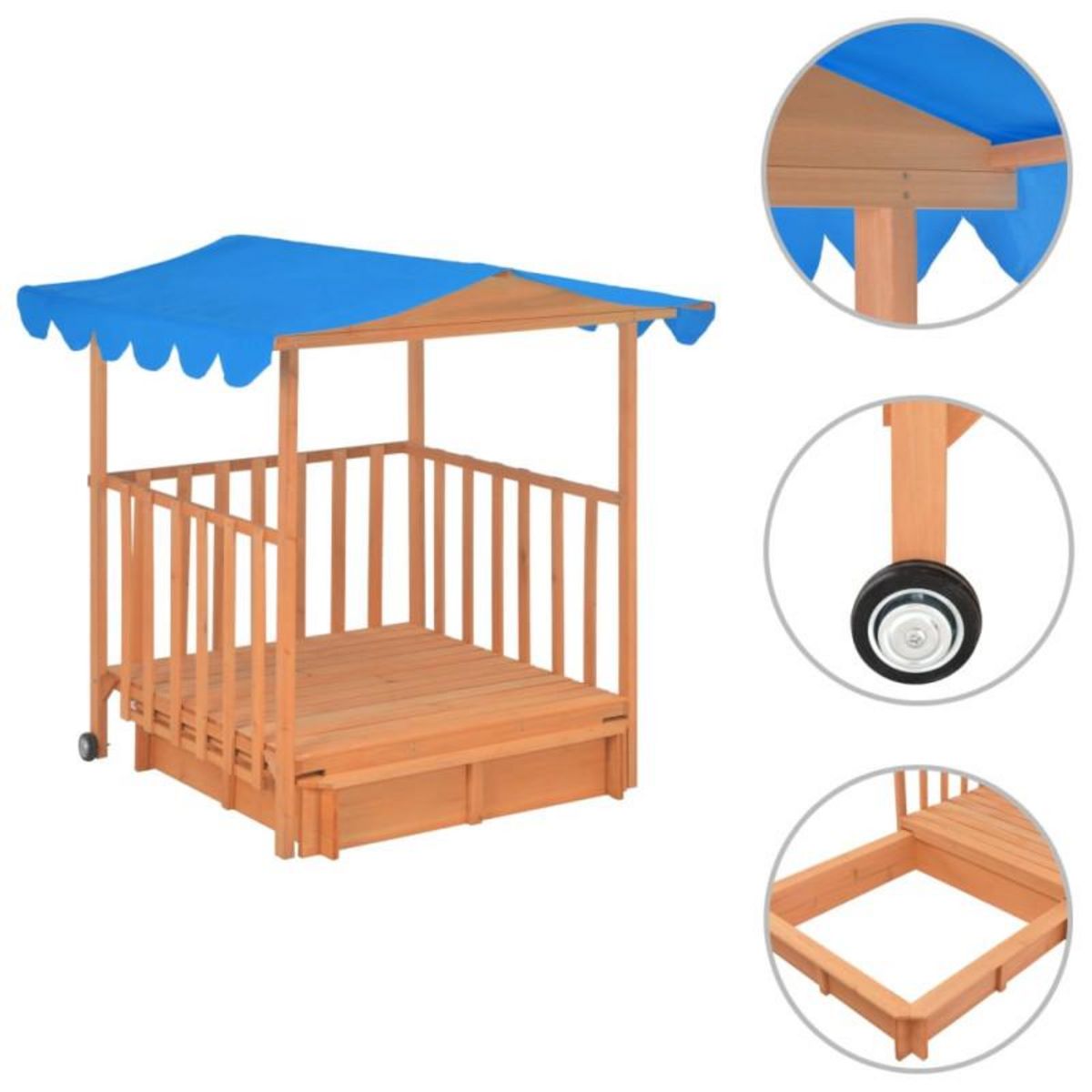 VIDAXL Maison de jeu d enfants et bac à sable Bois de sapin Bleu UV50