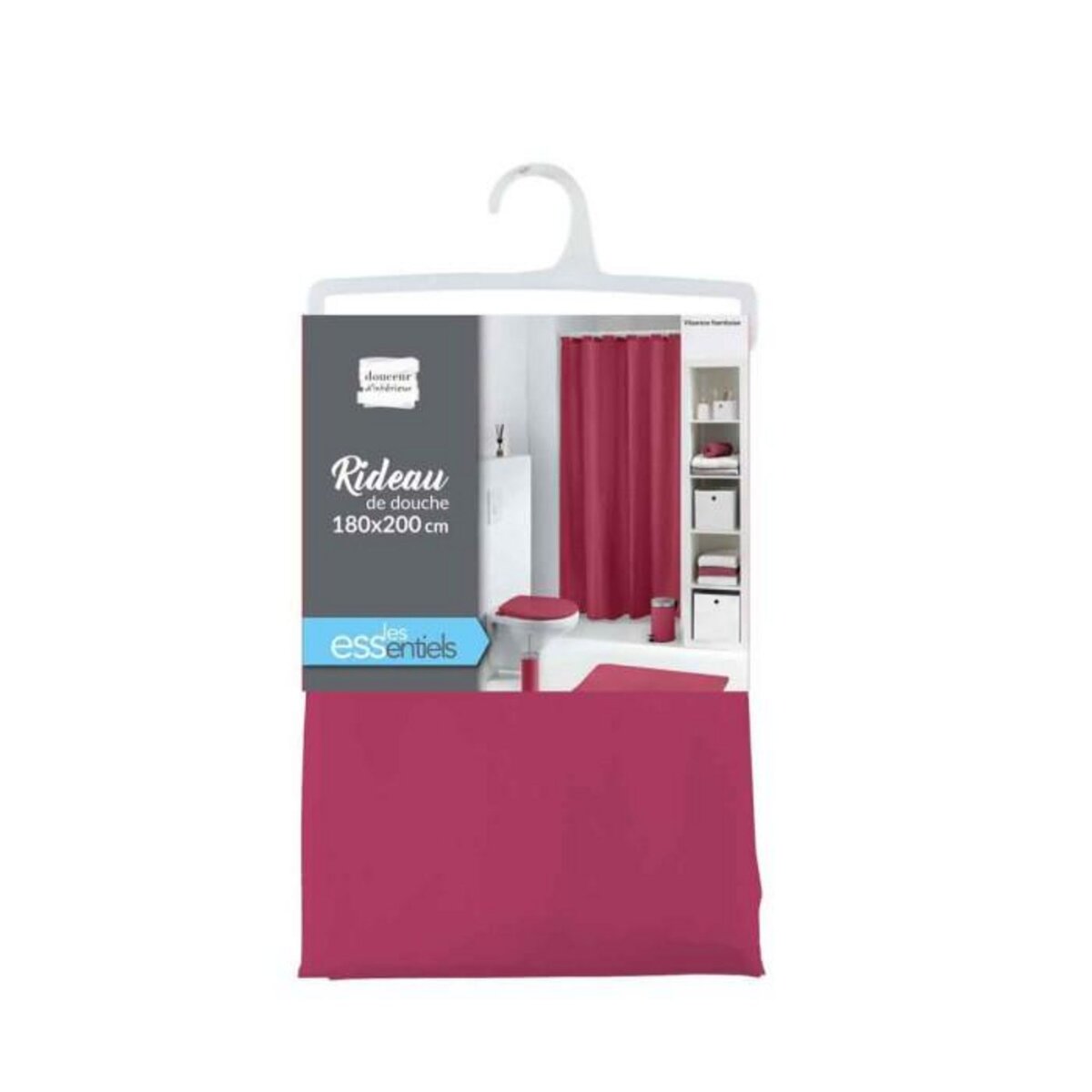 Paris Prix Rideau de Douche Uni  Vitamine  180x200cm Framboise