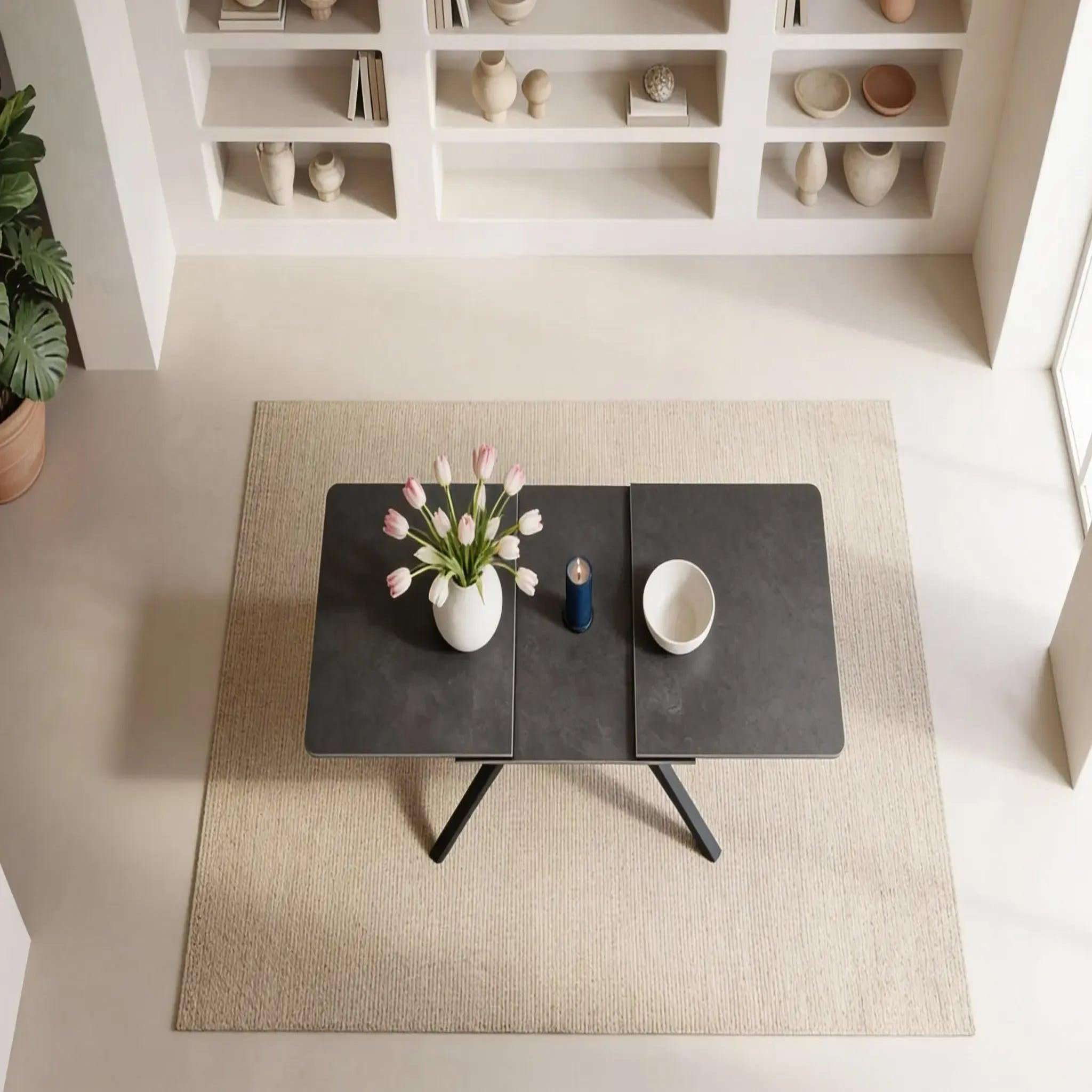Voir la diapositive 4 : CASANOVA PARIS Anoa - table à manger extensible 150 à 200cm en pierre frittée - gris foncé