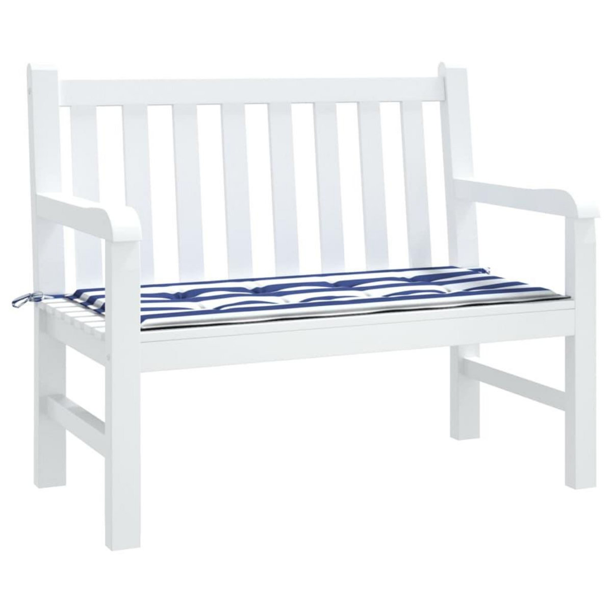 VIDAXL Coussin de banc de jardin rayures bleues et blanches 100x50x3cm