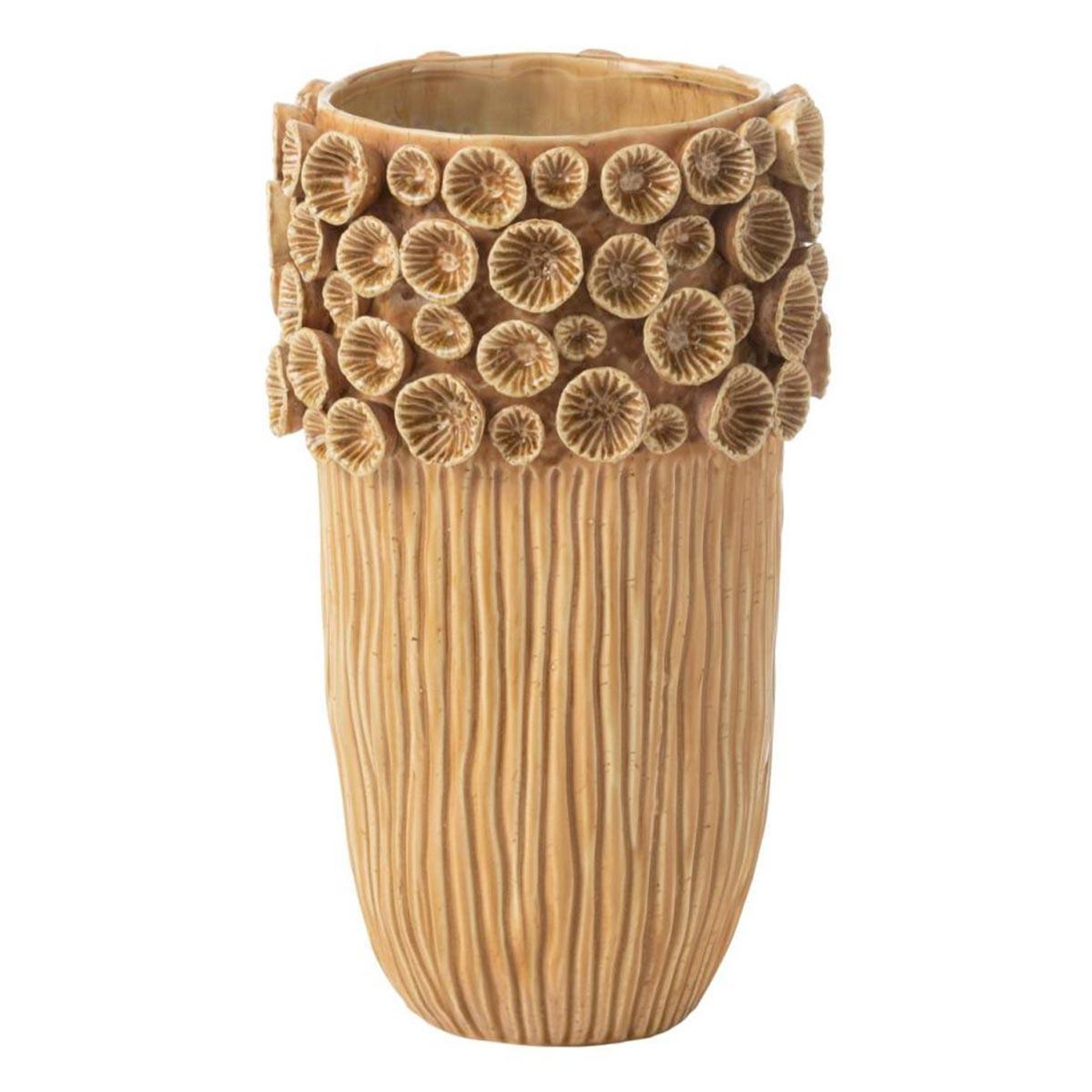 J-LINE Vase corail en argile  isidro  41cm ocre