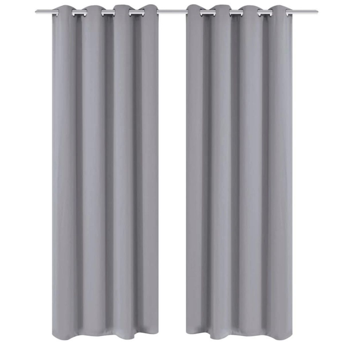 VIDAXL Rideau occultant 2 pcs avec œillets metalliques 135x175 cm Gris