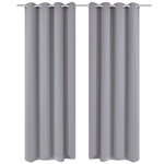 VIDAXL Rideau occultant 2 pcs avec œillets metalliques 135x175 cm Gris