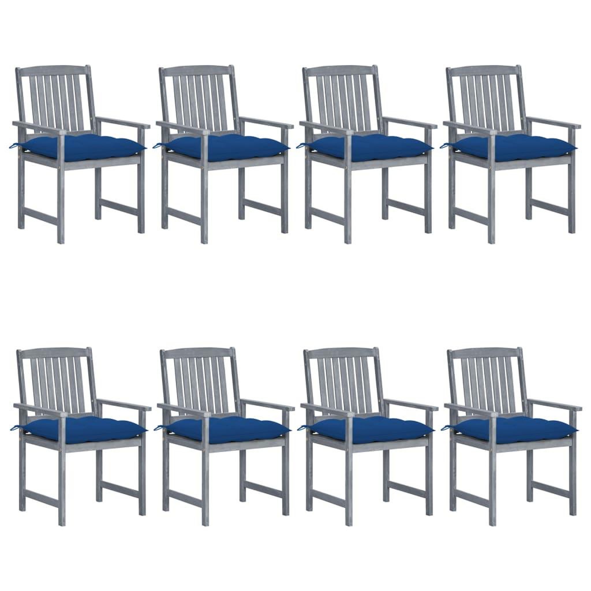 Voir la diapositive 1 : VIDAXL Chaises de jardin et coussins lot de 8 Bois acacia solide Gris