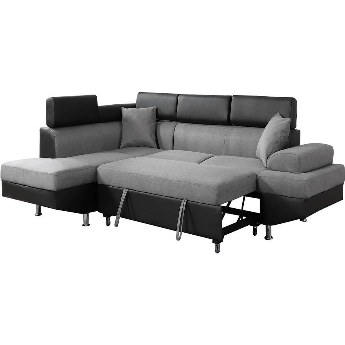 Habitat et Jardin Canapé d'angle convertible  Sophia luxe  - 265 x 190.5 x 80/91 cm - Noir / Gris - 5 places - Angle gauche