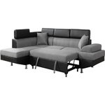 Habitat et Jardin Canapé d'angle convertible  Sophia luxe  - 265 x 190.5 x 80/91 cm - Noir / Gris - 5 places - Angle gauche