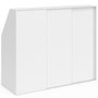 Voir la diapositive 4 : ID MARKET Armoire sous pente 3 portes coulissantes 3 niveaux TOMI 130 x 50 x 70/110 cm blanc