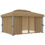 Voir la diapositive 2 : VIDAXL Tonnelle avec rideau 4x3 m Taupe Aluminium