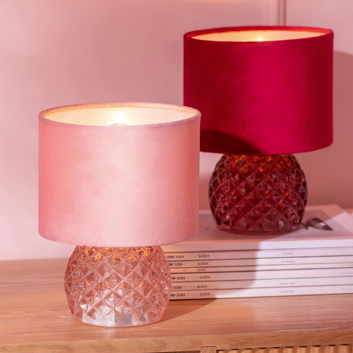 Paris Prix Lampe à Poser en Verre  LED  23cm Bordeaux
