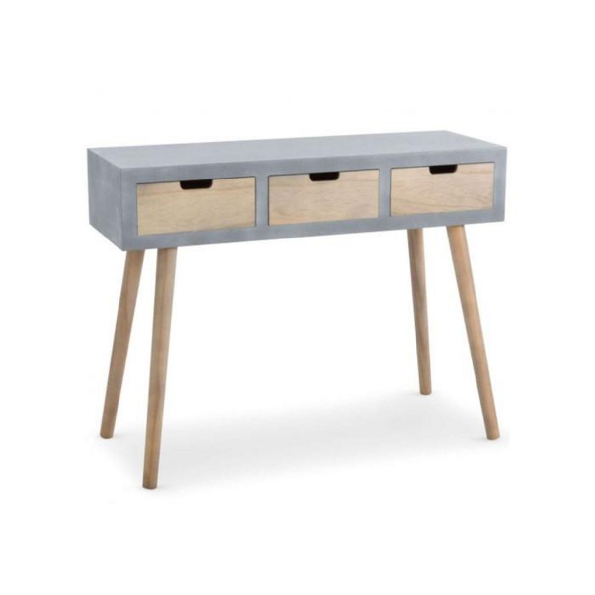 Paris Prix Console Scandinave 3 Tiroirs  Kim  100cm Gris