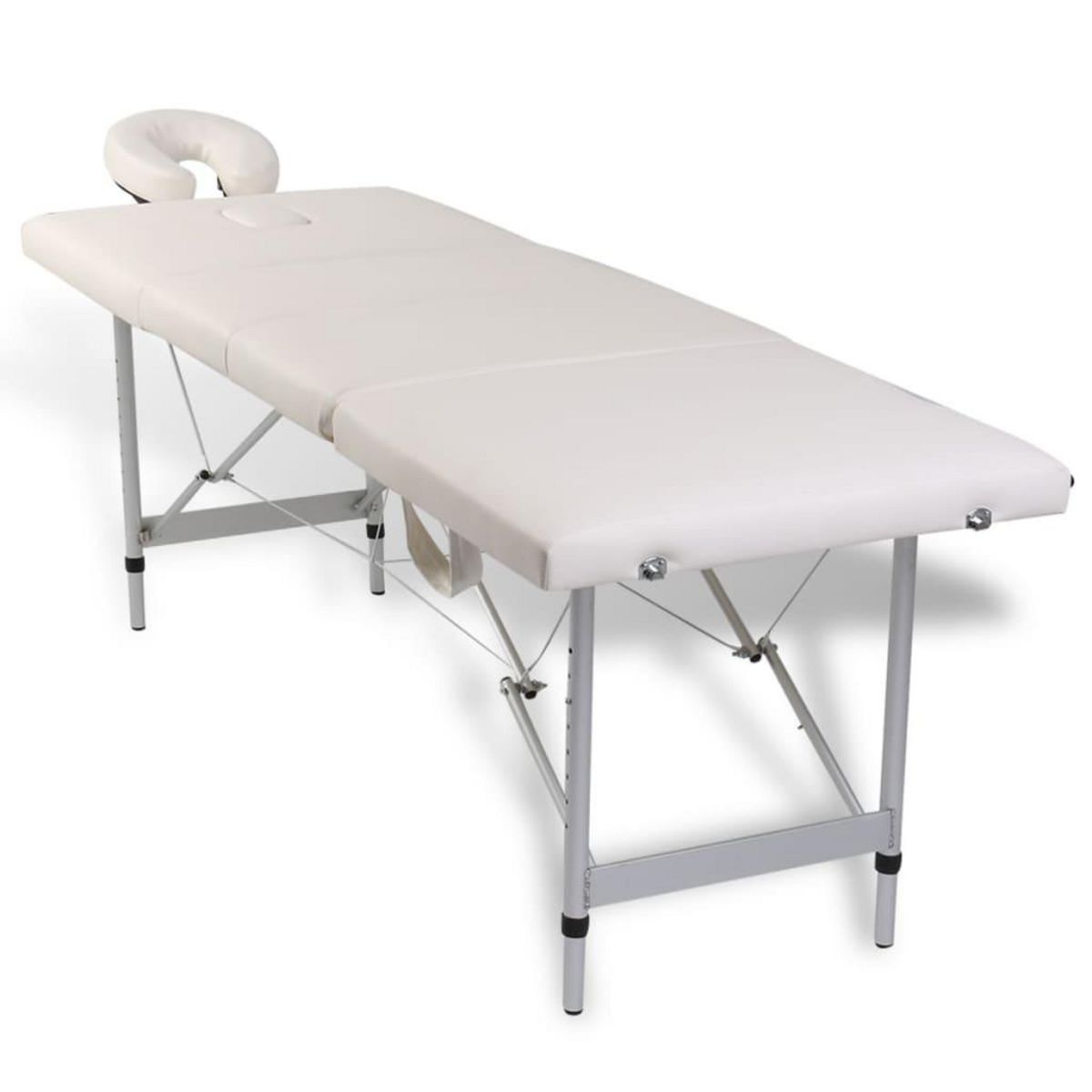 VIDAXL Table pliable de massage Blanc creme 4 zones au cadre aluminium