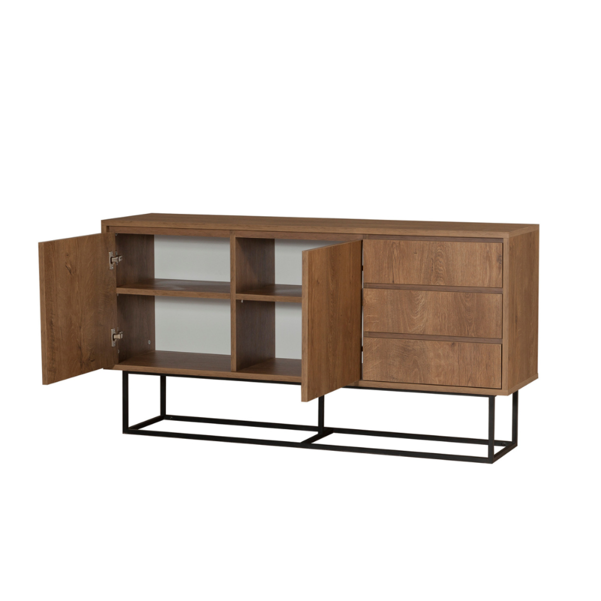 Voir la diapositive 5 : CONCEPT USINE Buffet en bois 2 portes et 3 tiroirs 140 cm sabinov