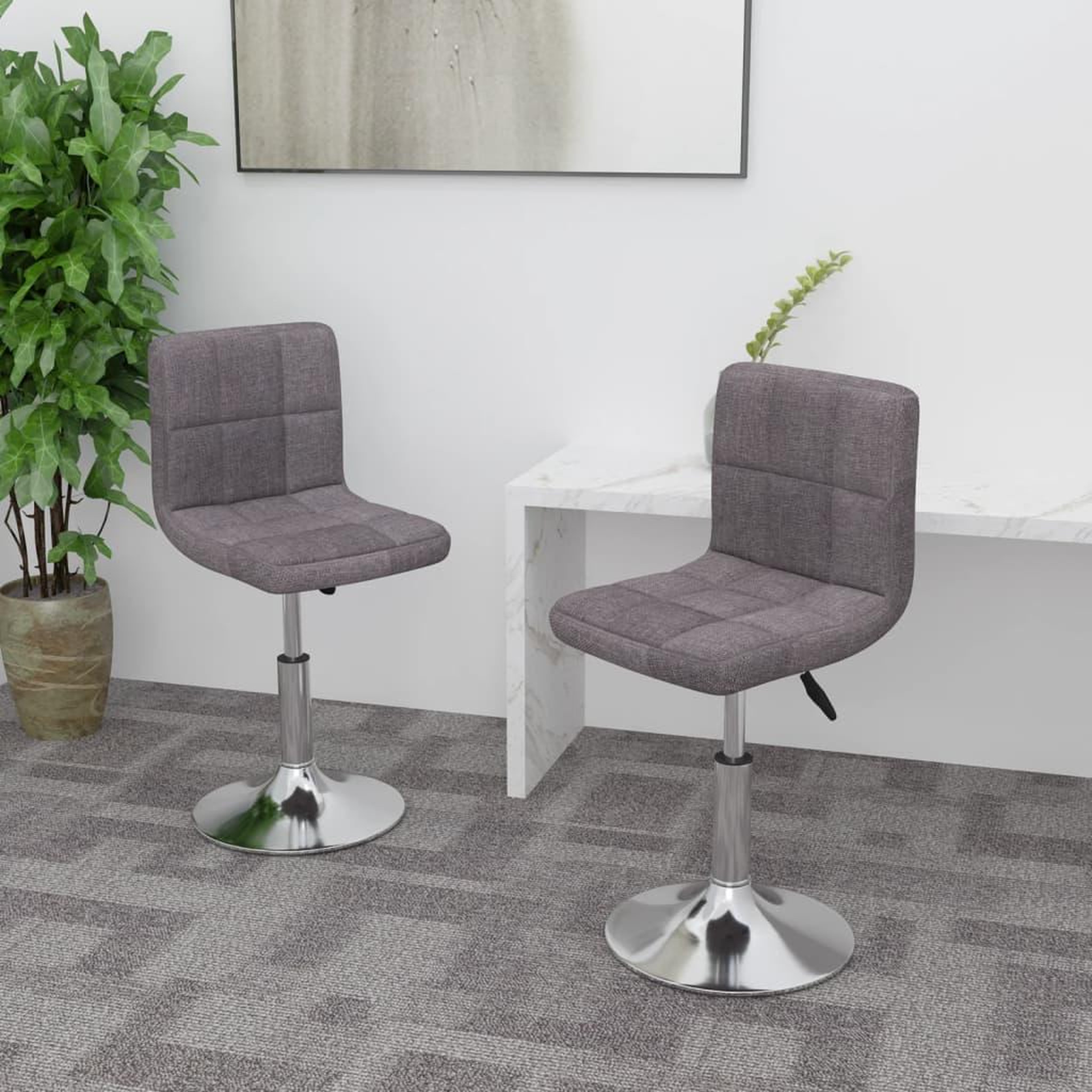 VIDAXL Chaises pivotantes a manger lot de 2 taupe tissu