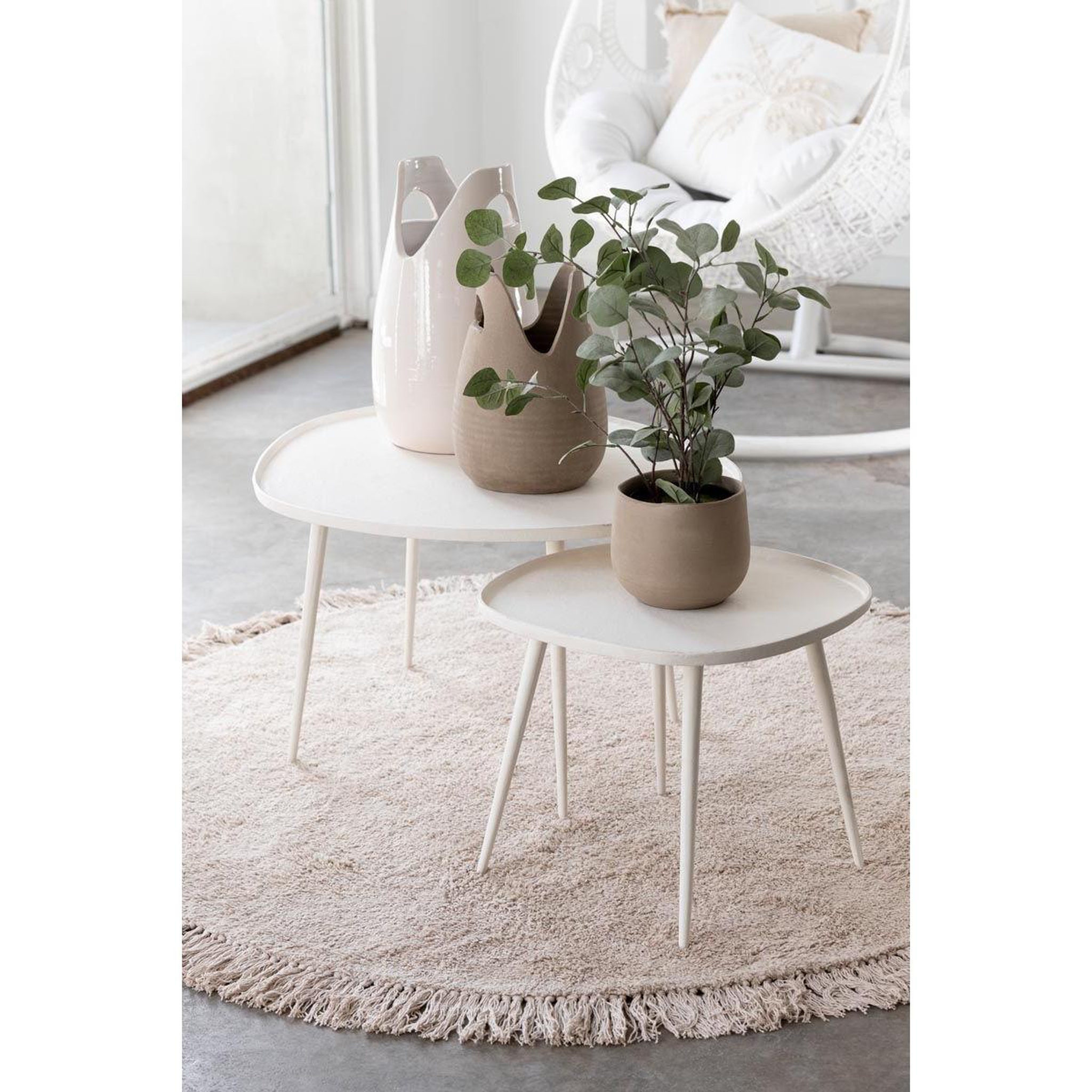 Voir la diapositive 3 : J-LINE Vase déco avec anses  pure nature  30cm beige