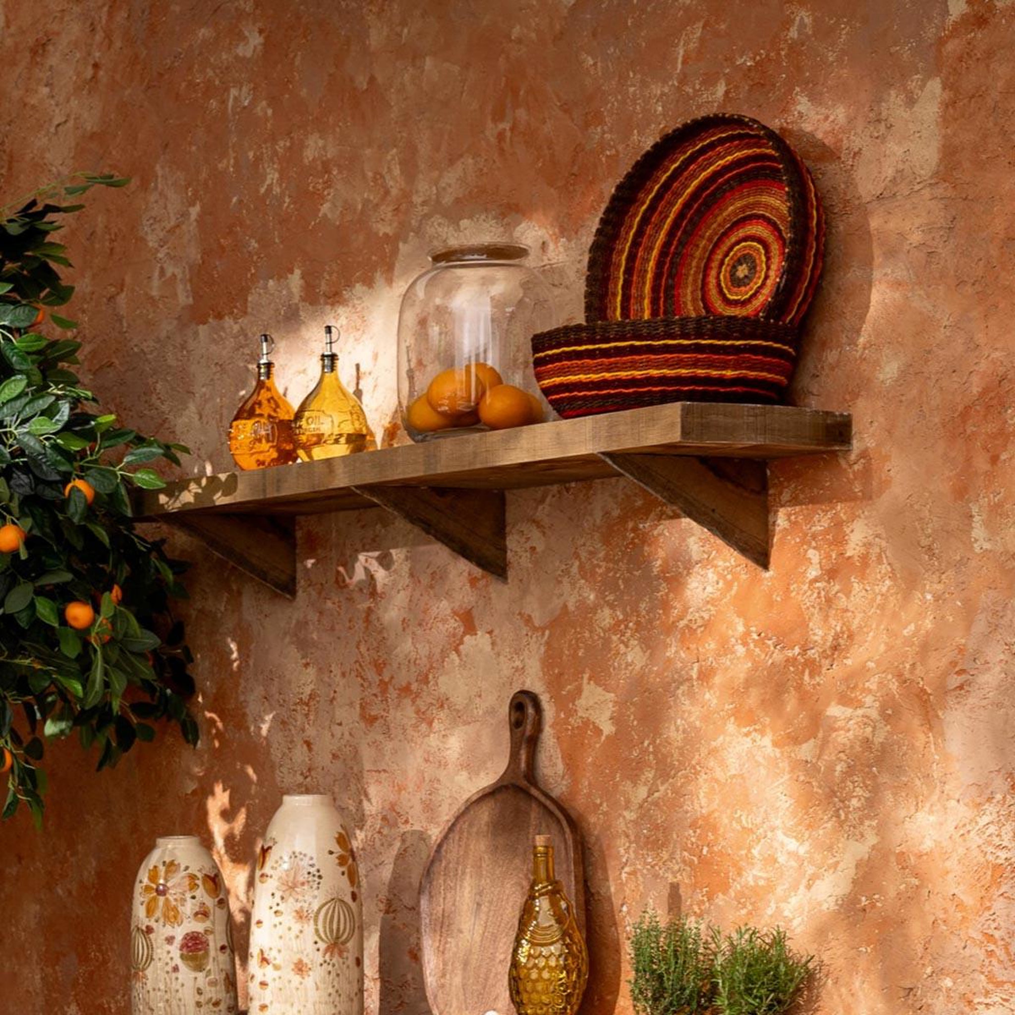 Voir la diapositive 3 : J-LINE Lot de coupelles déco  tierra  41cm marron