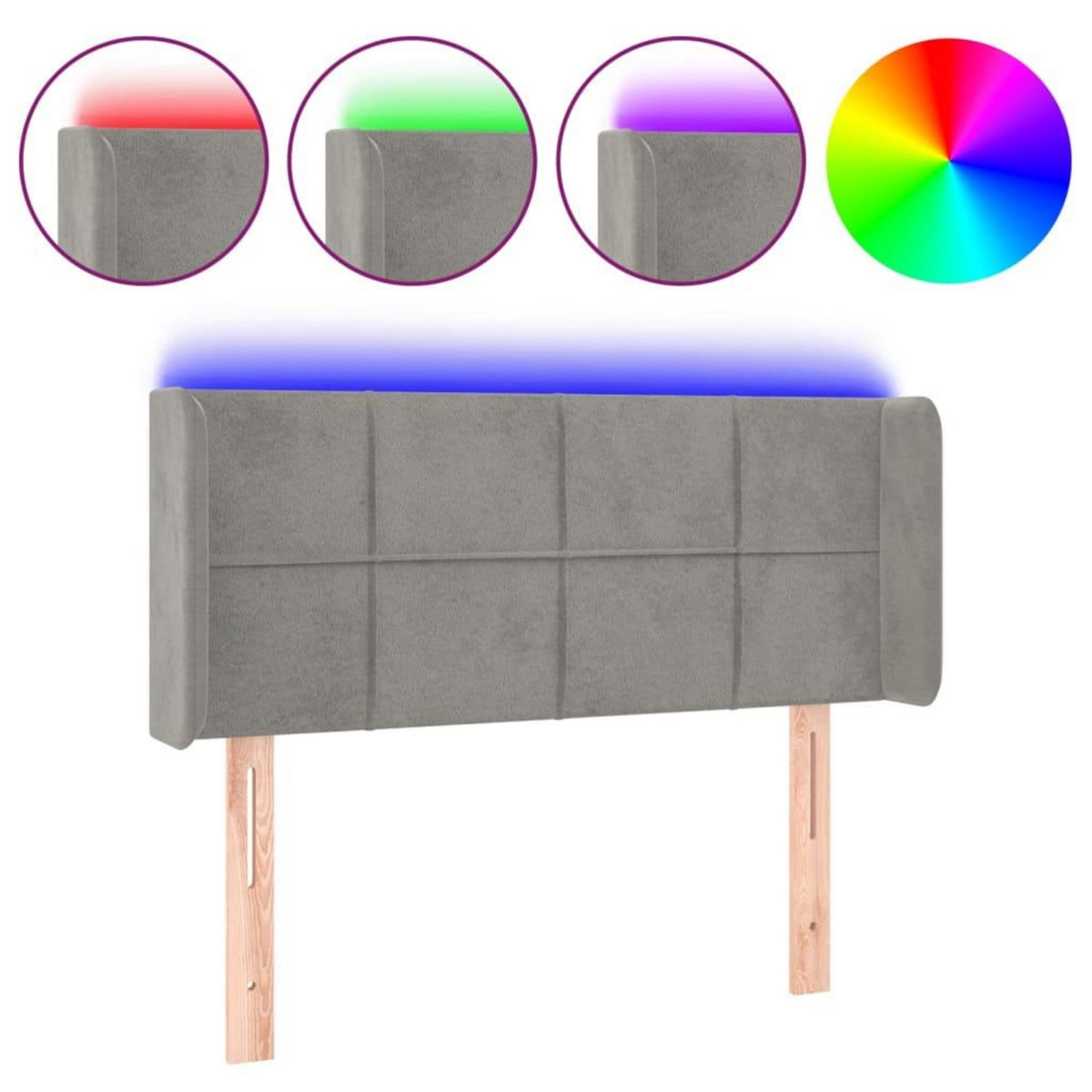VIDAXL Tete de lit a LED Gris clair 103x16x78/88 cm Velours