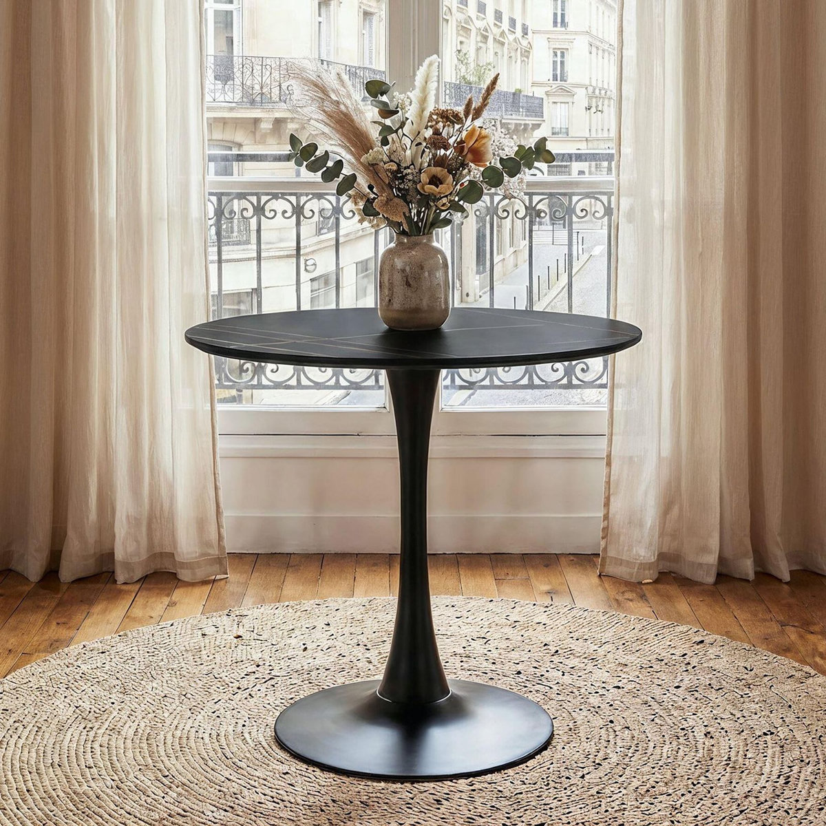 IDIMEX Table à manger ronde LOIRE Ø 80 cm en céramique