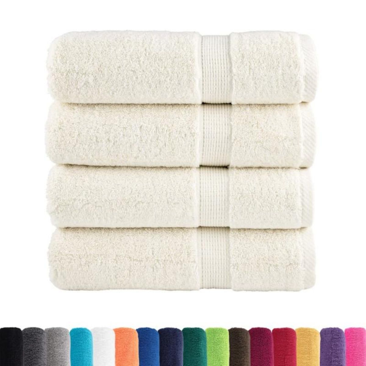 VIDAXL Serviettes de douche de qualité supérieure SOLUND 4 pcs crème