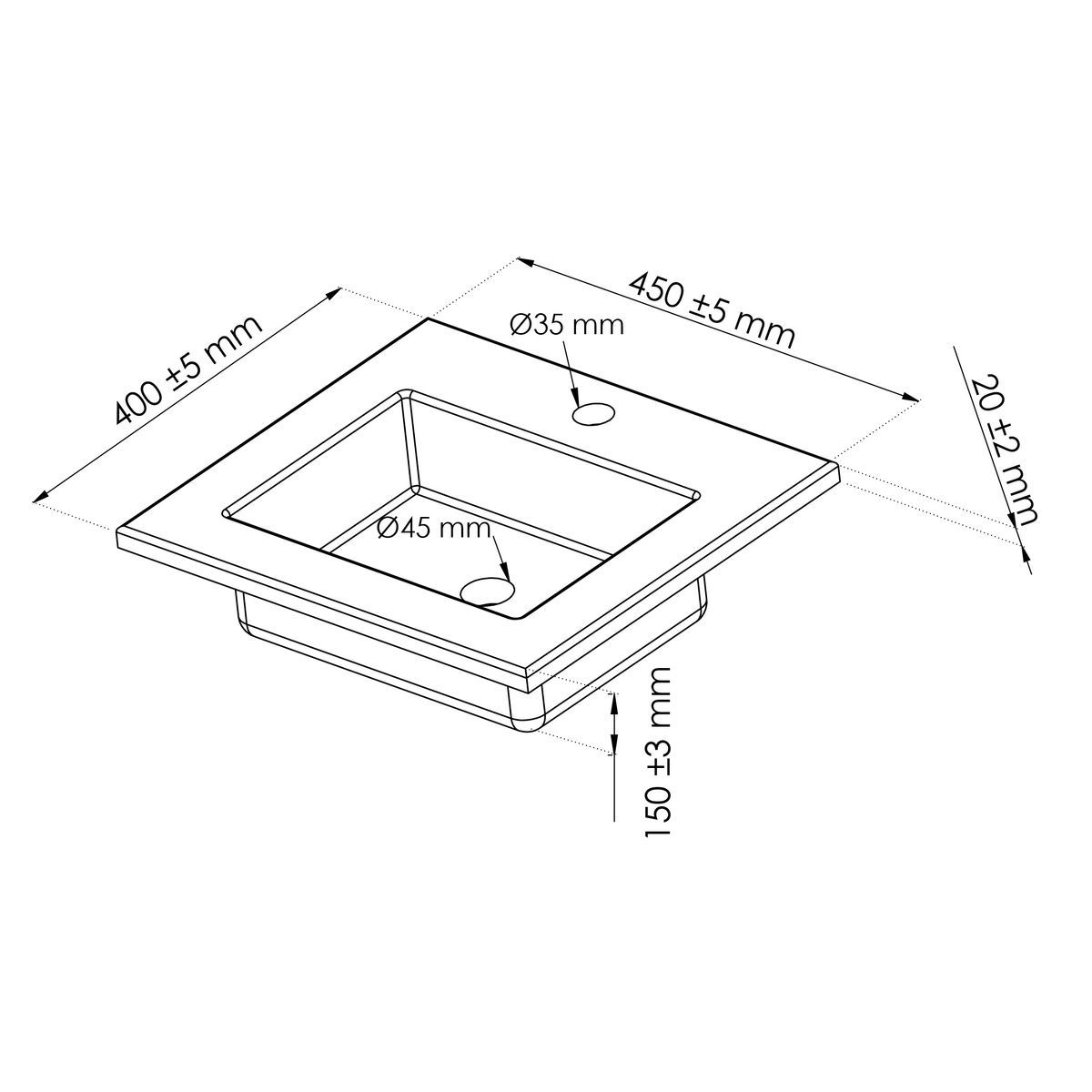 ONDEE KIO Plan vasque 45x40cm BLANC