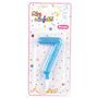Voir la diapositive 2 : Paris Prix Bougie d'Anniversaire Paillette  Chiffre 7  7cm Bleu