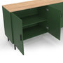 Voir la diapositive 6 : ID MARKET Buffet 160 cm KELIA 4 portes vert kaki et plateau bois