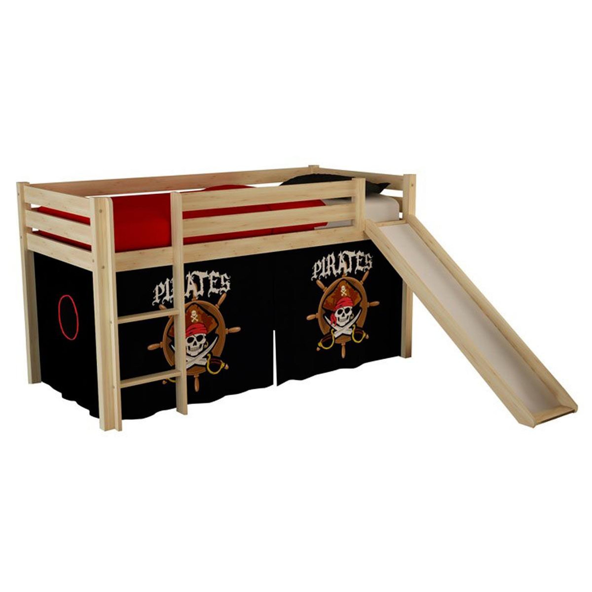Paris Prix Lit enfant avec toboggan  pino pirates ii  90x200cm naturel