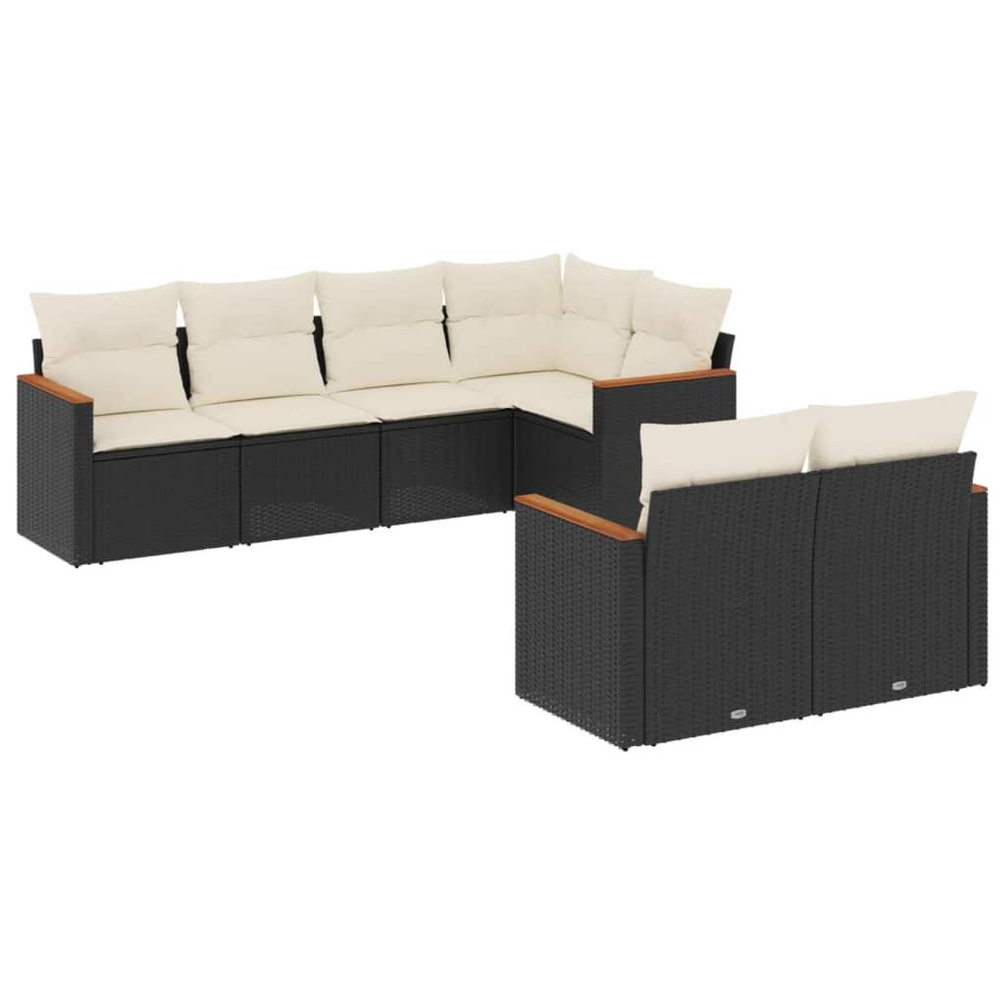 Voir la diapositive 2 : VIDAXL Salon de jardin 7 pcs avec coussins noir resine tressee