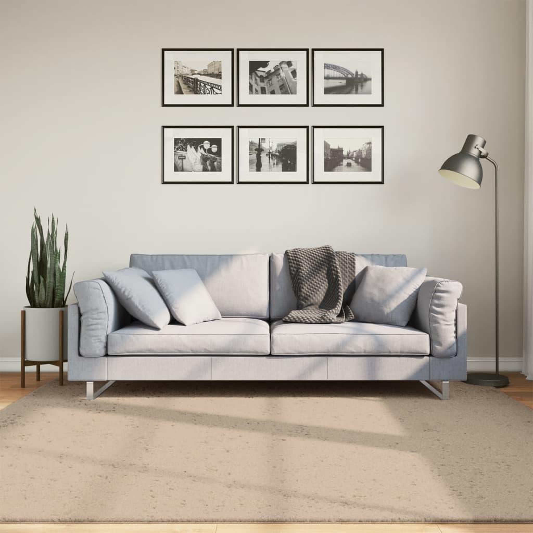 VIDAXL Tapis HUARTE a poils courts doux et lavable sable 200x200 cm