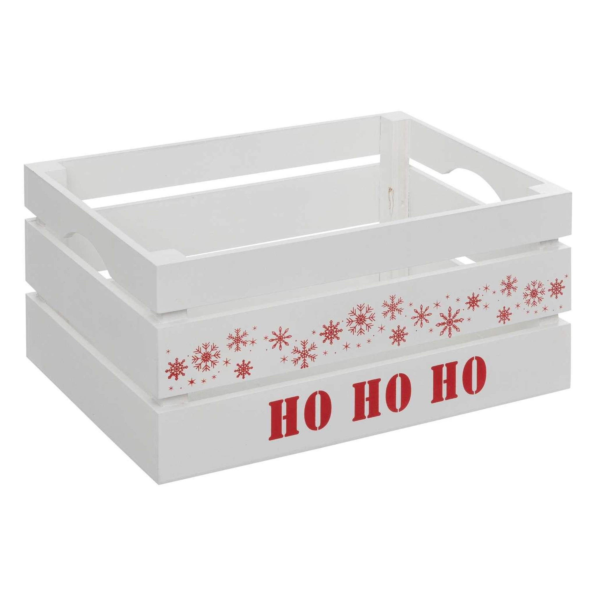 Voir la diapositive 3 : ATMOSPHERA Lot de 3 cagettes de noël en bois - l. 40 x p. 25 x h. 20 cm - blanc