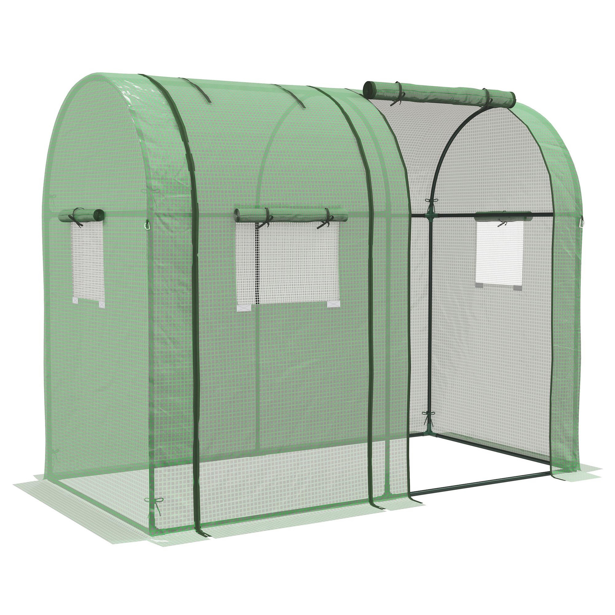 OUTSUNNY Serre de jardin 1,8 m² - 2 portes zippées 4 fenêtres - acier PE vert