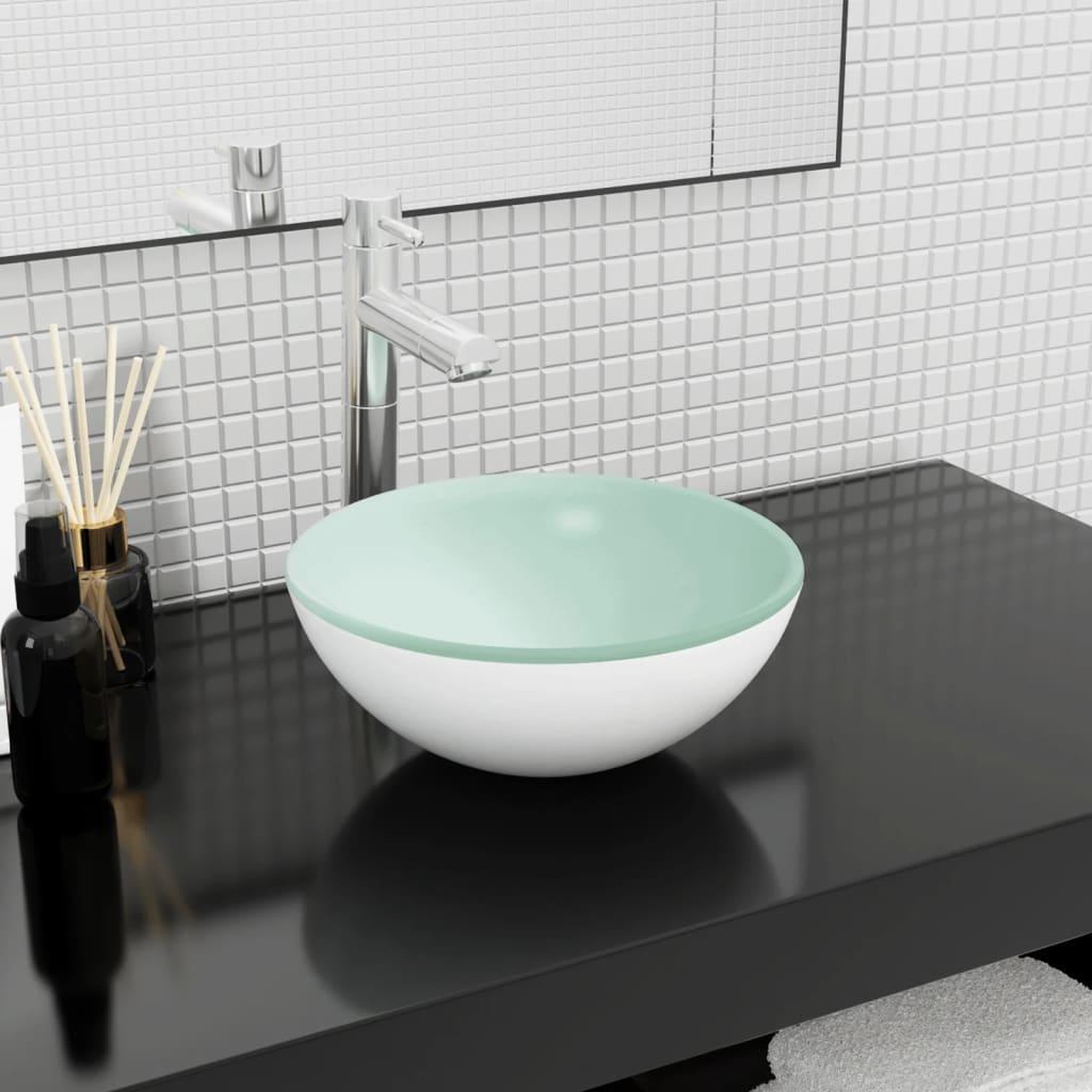 VIDAXL Lavabo Verre trempe 30x12 cm Blanc