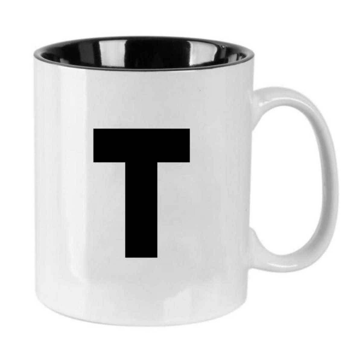 Paris Prix Mug en Céramique  Lettre T  30cl Noir & Blanc