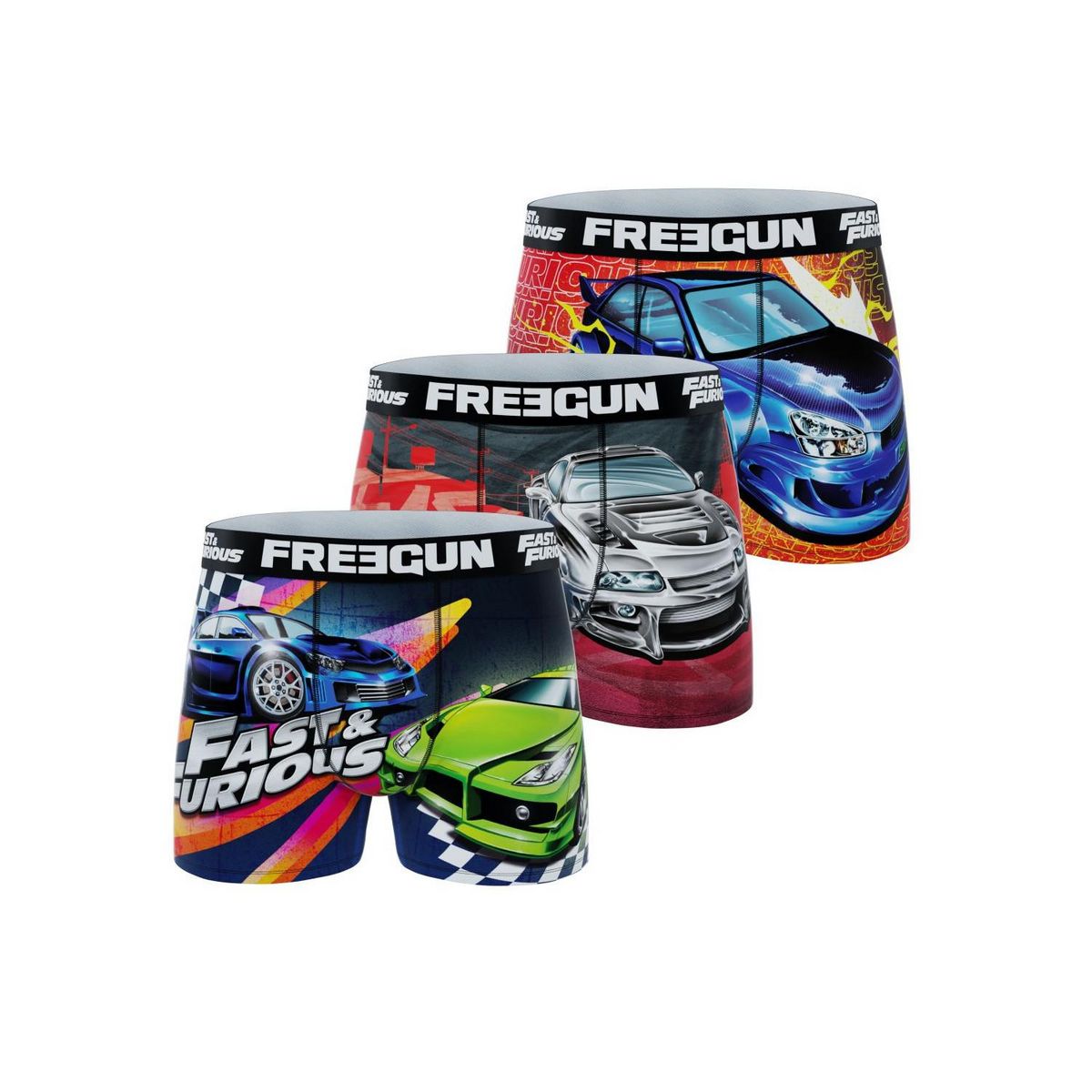 FREEGUN Lot de 3 boxers enfant Fast and Furious