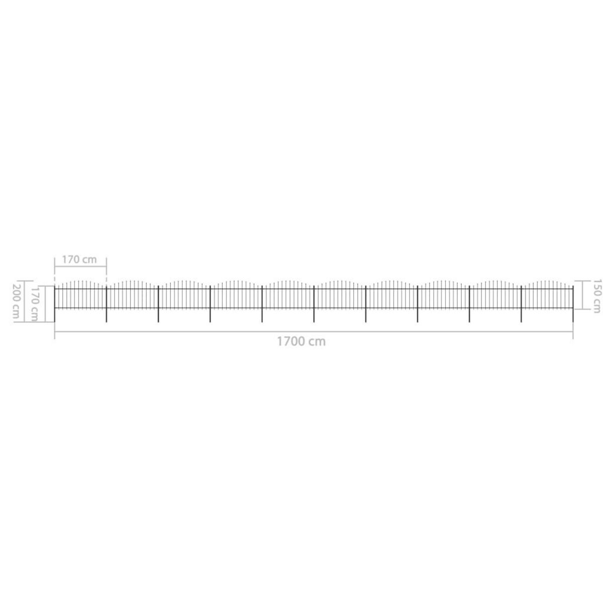 VIDAXL Cloture de jardin a dessus en lance Acier (1,25-1,5)x17 m Noir