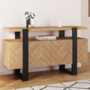 Voir la diapositive 2 : ID MARKET Buffet 140 cm CASSIUS 4 portes effet chevrons et noir