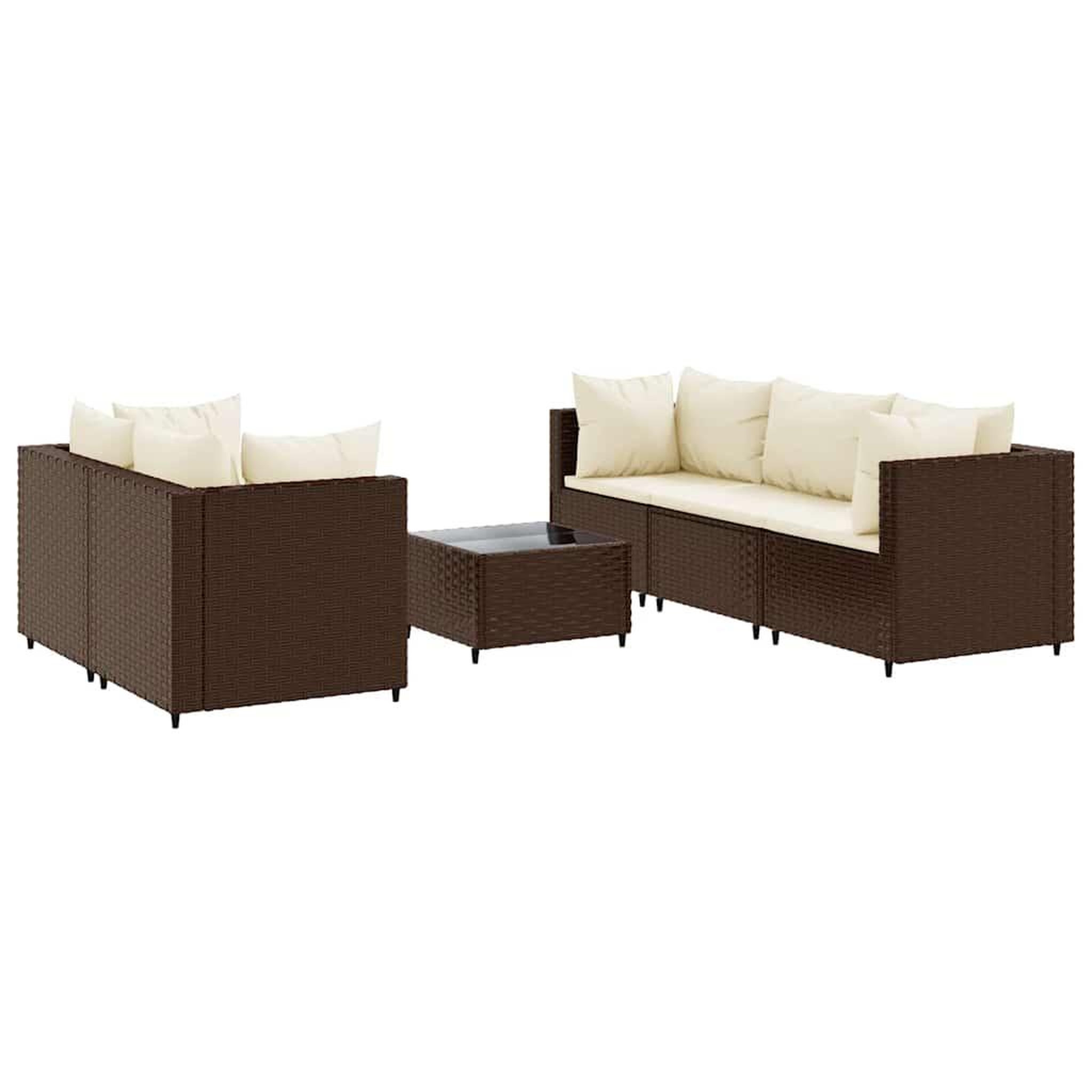 Voir la diapositive 2 : VIDAXL Salon de jardin 6 pcs avec coussins Marron Resine tressee