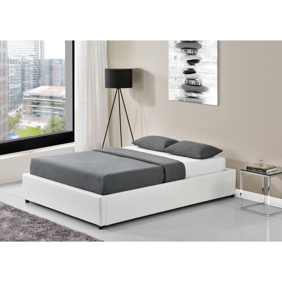 Lit coffre avec sommier relevable 140x190 cm LEO