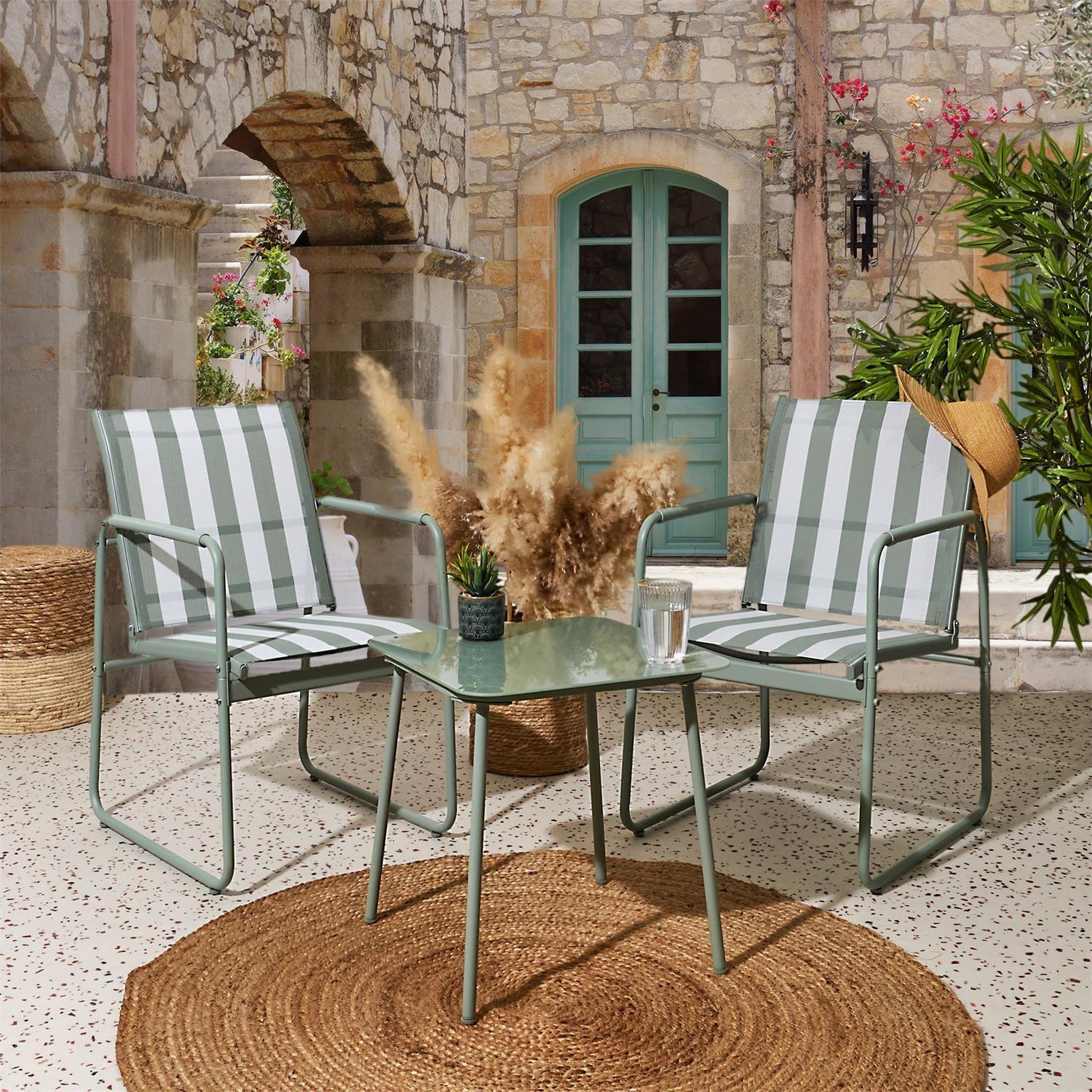 Voir la diapositive 3 : The Home Deco Factory Salon de jardin en acier 2 places nice - vert