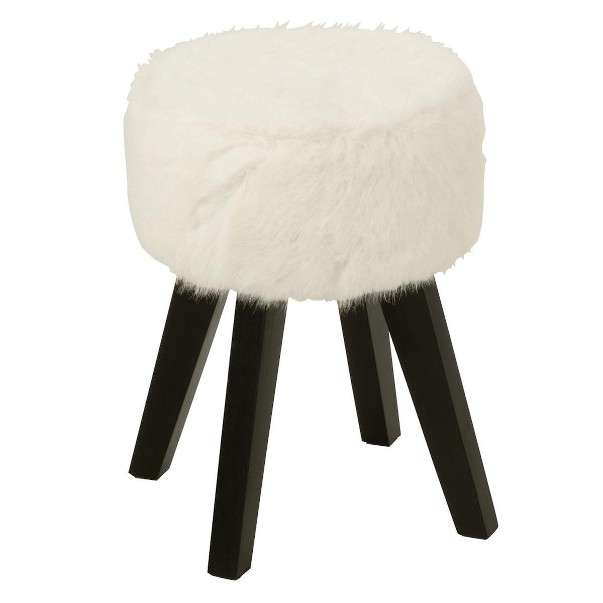 Paris Prix Tabouret Imitation Fourrure  Bun  30cm Blanc