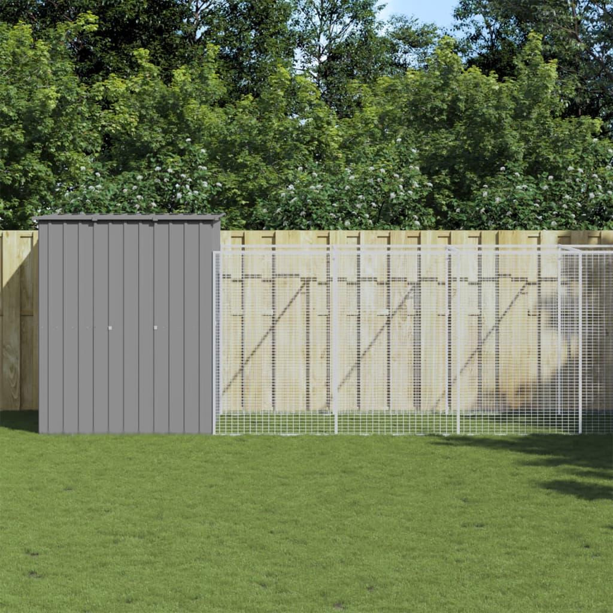 VIDAXL Niche pour chien avec cour gris clair 165x1271x181 cm