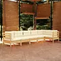 VIDAXL Salon de jardin 6 pcs avec coussins creme Bois de pin