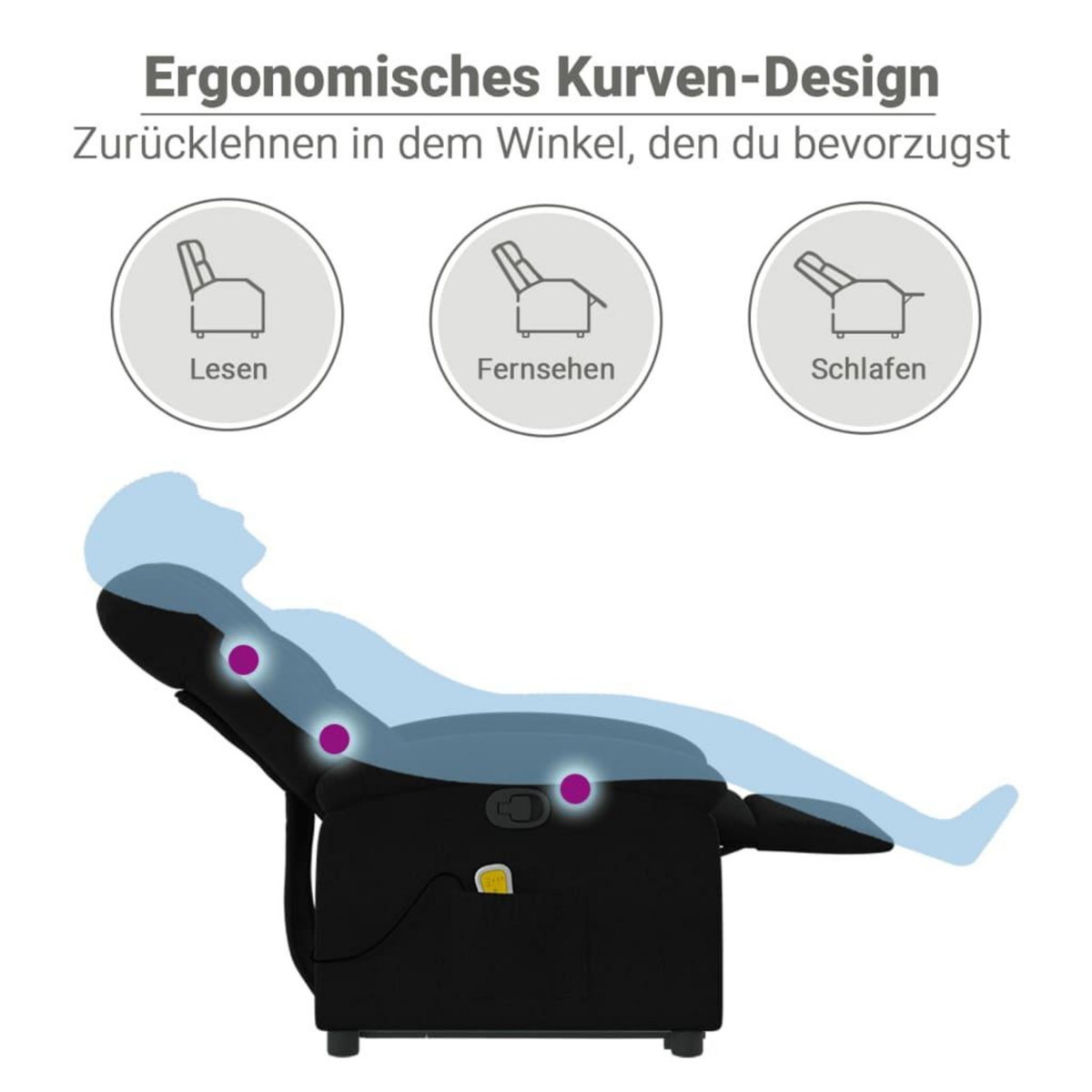 VIDAXL Fauteuil de massage inclinable Noir Tissu