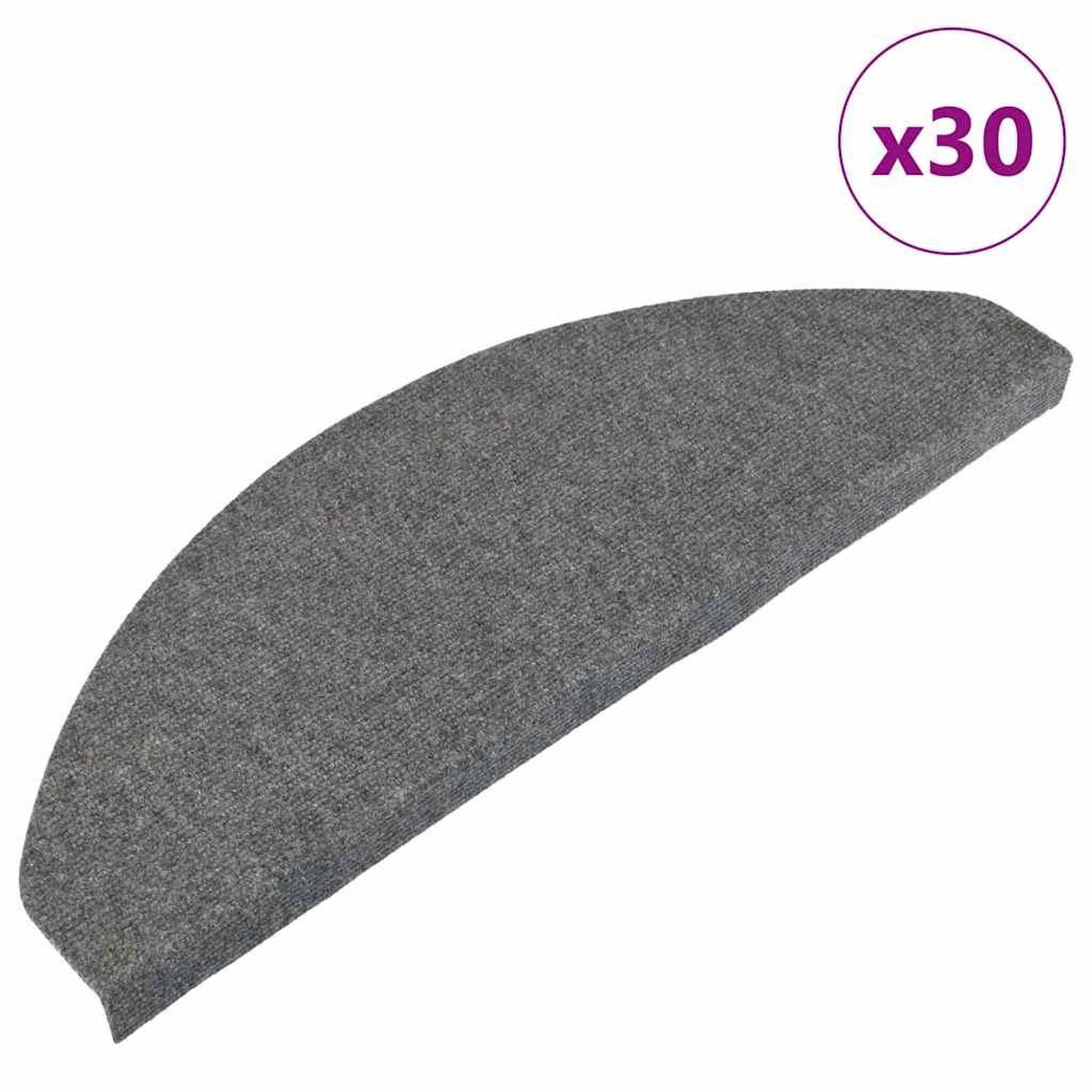 VIDAXL Tapis d'escalier auto-adhesifs 30 pcs gris 65x22,5x3,5 cm