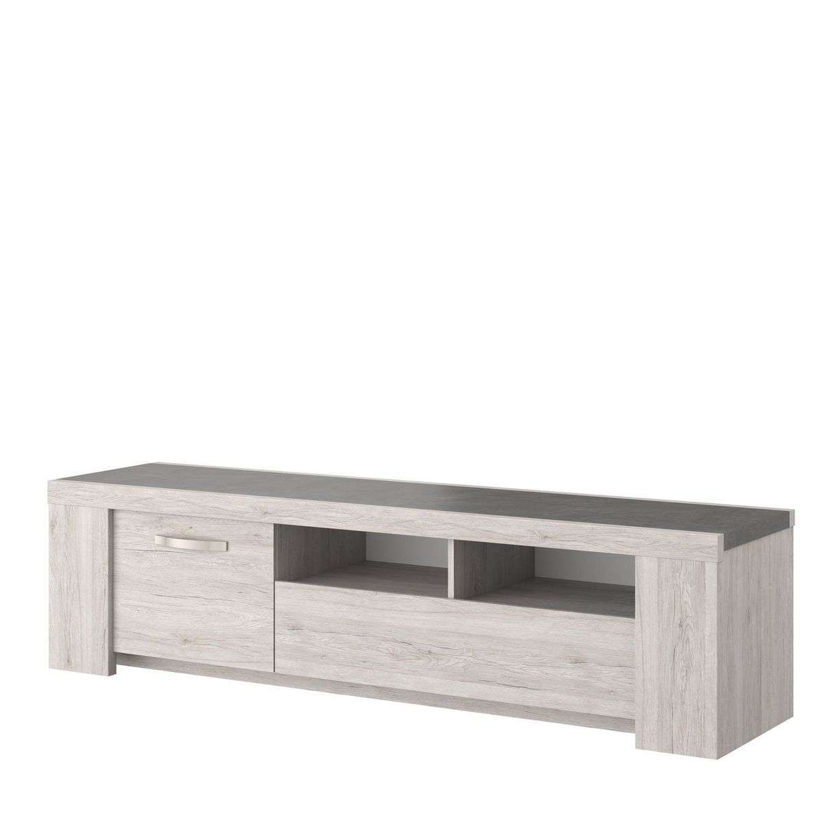 Meuble TV 1 porte 1 tiroir 2 niches de rangementL183 x H48 x P47cm MEL