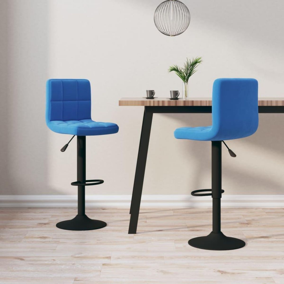 VIDAXL Tabourets de bar lot de 2 bleu velours