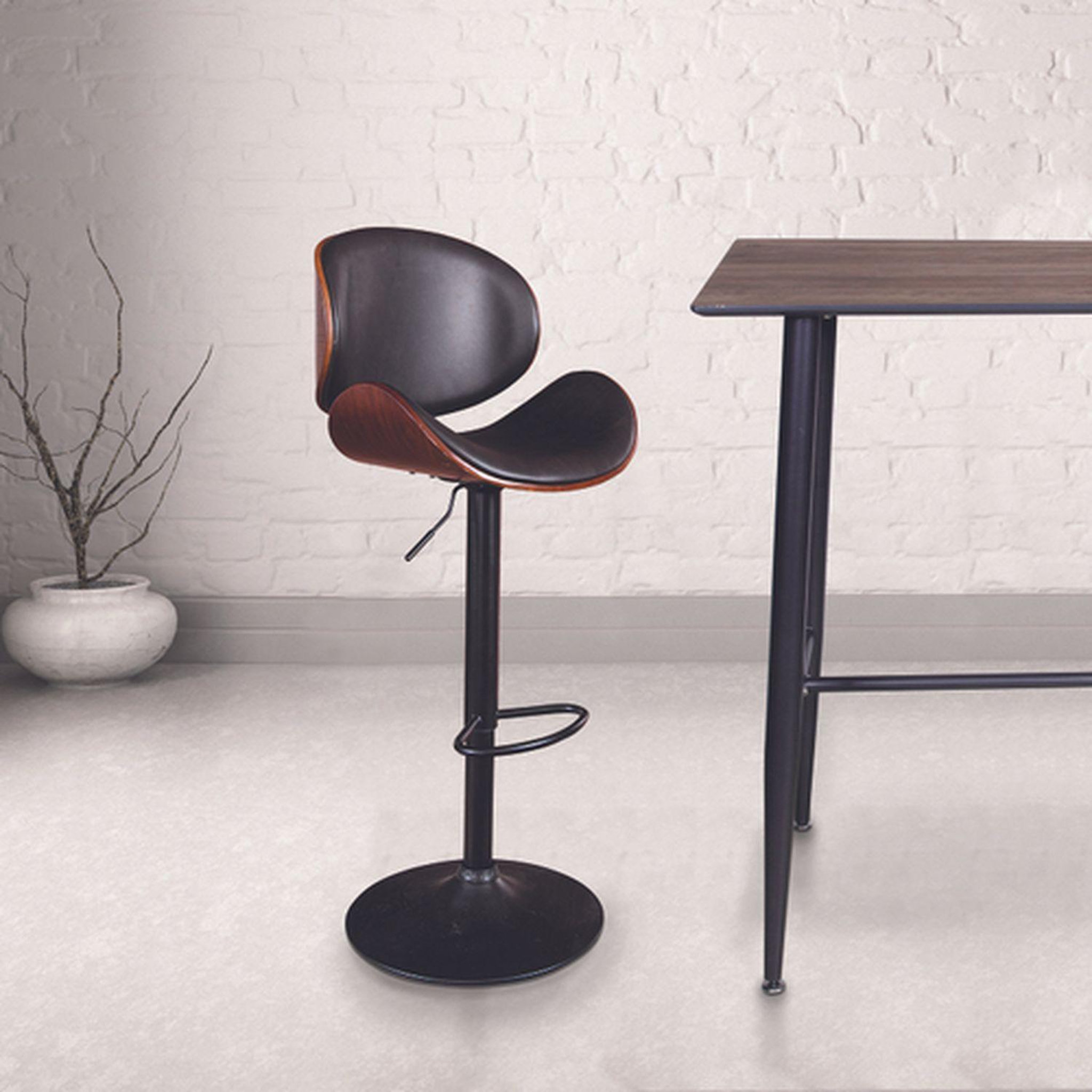 Voir la diapositive 5 : TOILINUX Chaise de Bar Reno - Hauteur réglable - effet Bois et Noir