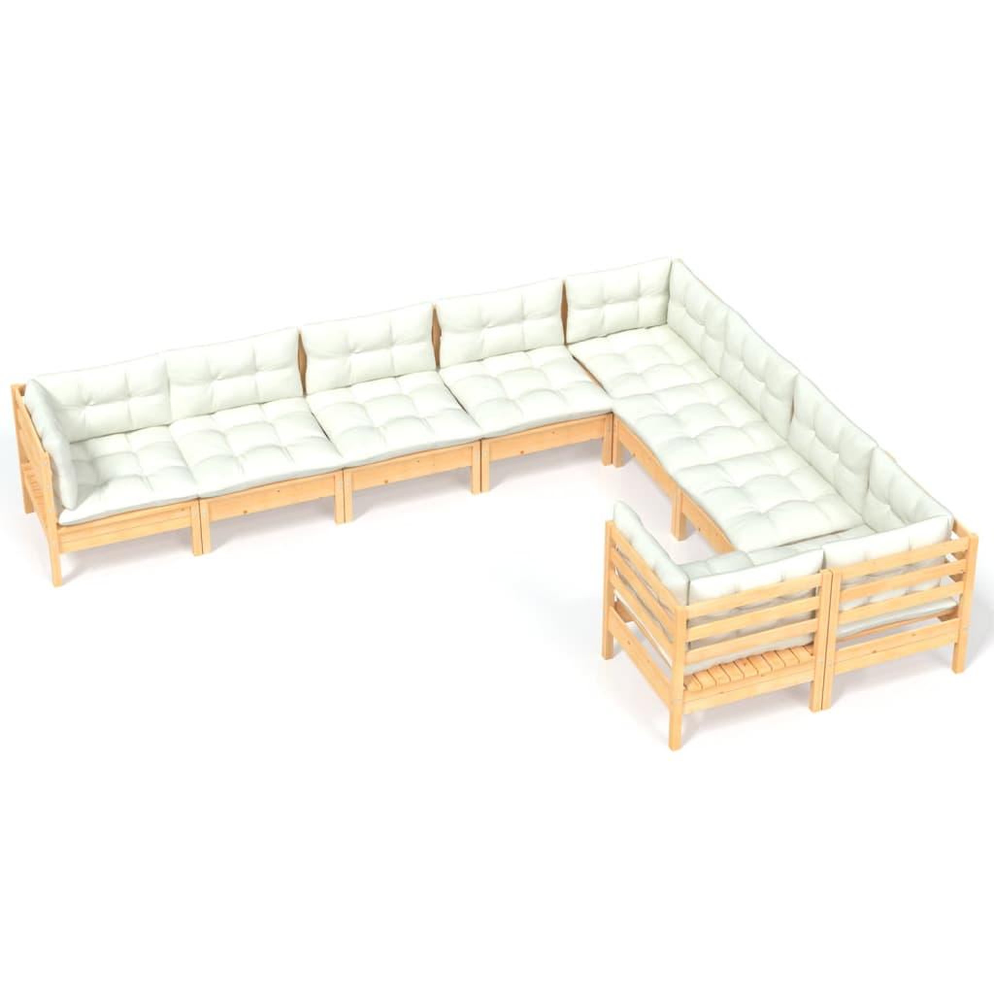 Voir la diapositive 2 : VIDAXL Salon de jardin 9 pcs avec coussins creme bois de pin