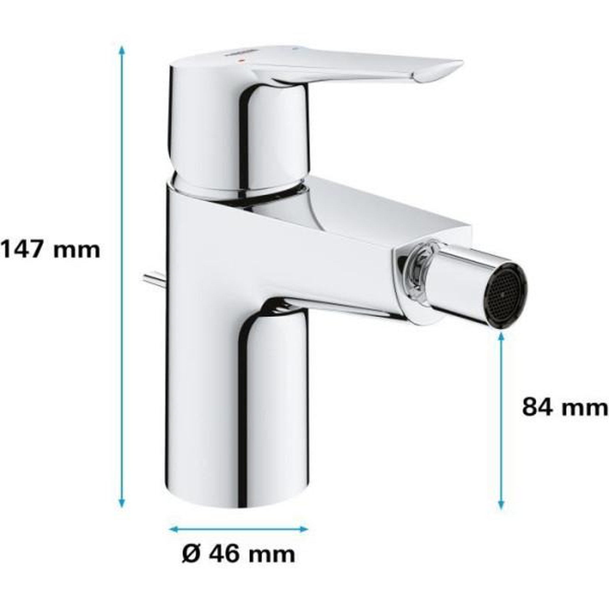 Voir la diapositive 3 : Grohe Mitigeur monocommande bidet - grohe - taille s - métal - droit - gris