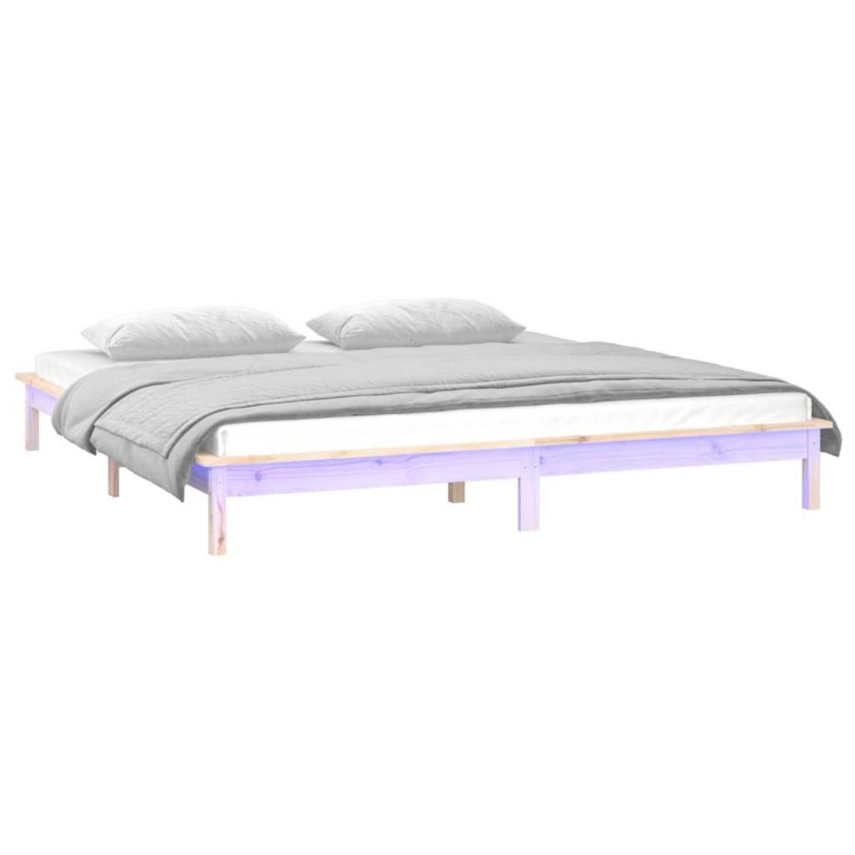 VIDAXL Cadre de lit a LED sans matelas 140x190 cm bois massif