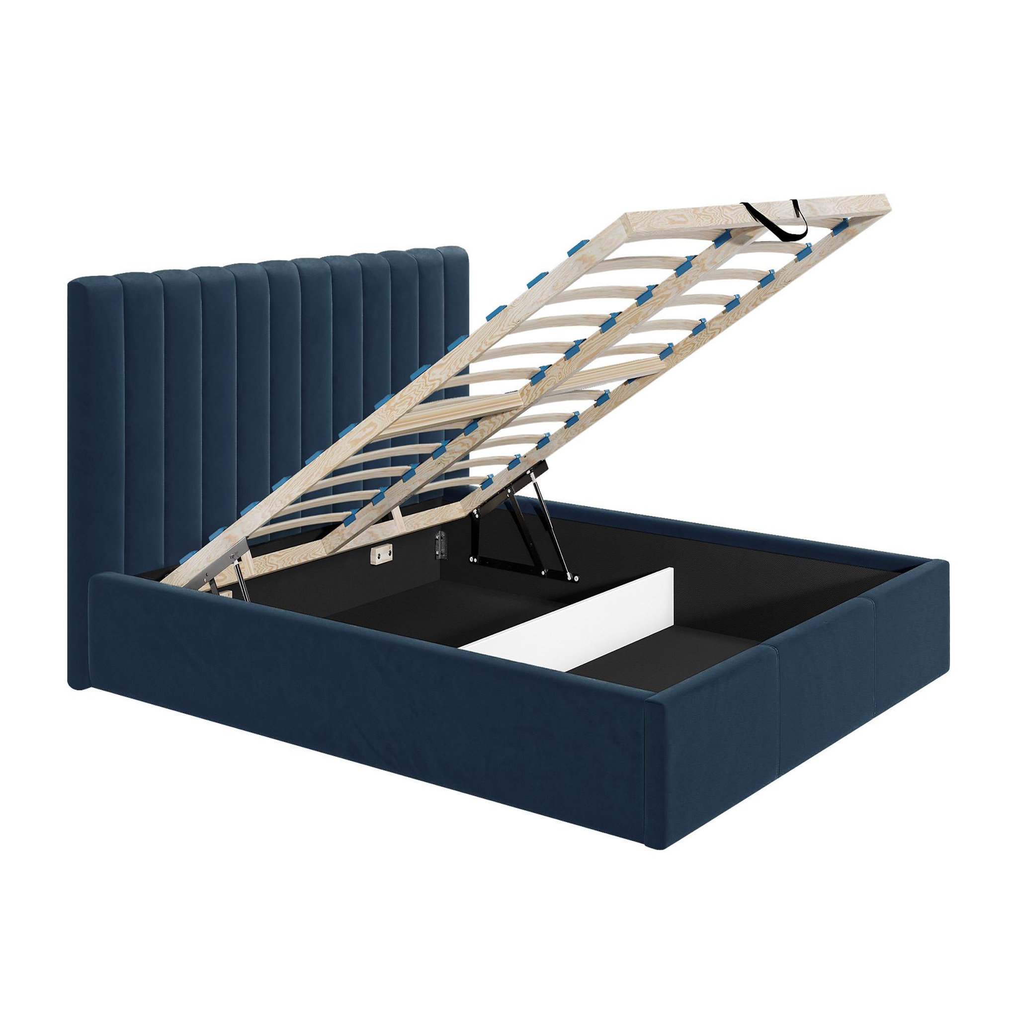 Voir la diapositive 2 : BEST MOBILIER Rosario - lit coffre - 160x200 - sommier inclus - en velours